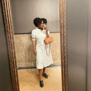 Puff Sleeve Day Gown- White Embroidery